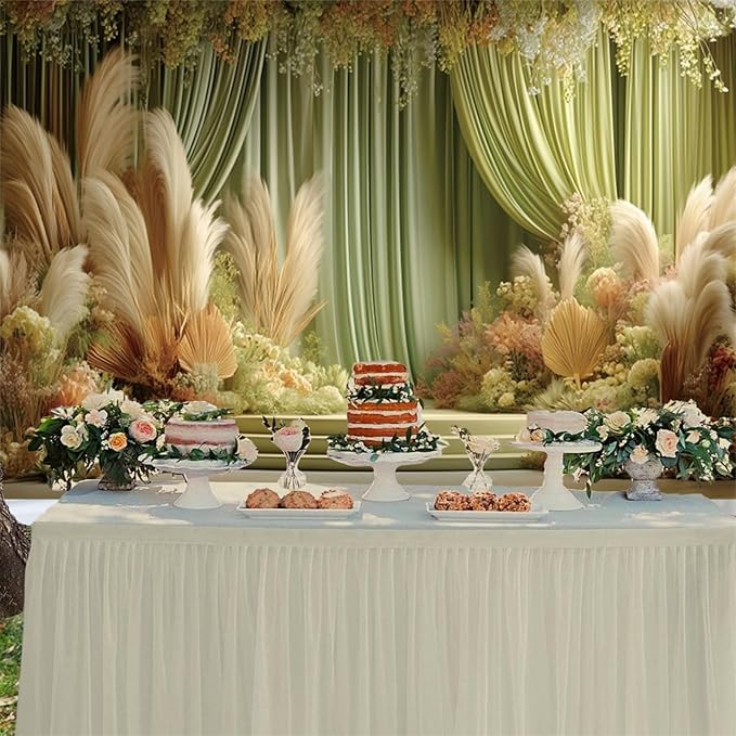 Baocicco Green Wedding Curtains Backdrops 7x5ft Fairytale Flowers Fantasy Engagement Photography Background for Bridal Shower Anniversary Decorations Birthday Bride to Be Party Banner Photo Booth