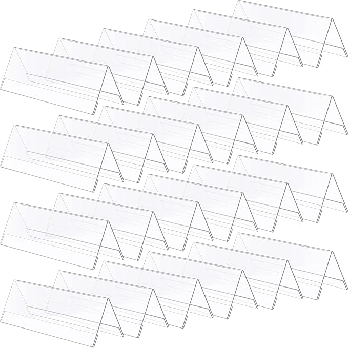 24 Pack Clear Plastic Name Plates for Desk 8.5 x 3 Acrylic Wall Name Plate Holder Desk Sign Frame for Table Display Blank Nameplate for Office Business Conference Meetingroom Student School Classroom