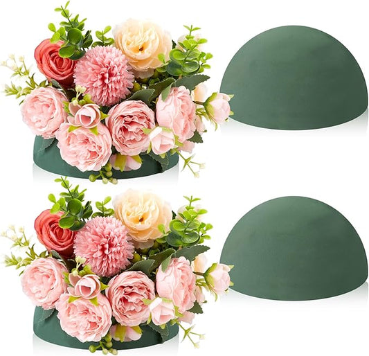 GNRZZT 4Pcs 7.52"W x 3.97"H Floral Foam Half Ball, Wet & Dry Green Foam for Fresh and Artificial Flowers, Flower Foam for Wedding, Birthdays, Pary, Home Decorations