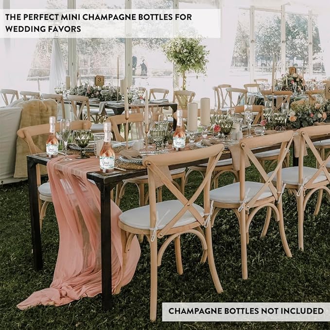 Andaz Press Personalized Wedding Mini Wine Labels for Bottles, Fully, Your Text Here, Greenery Green Leaves 20-Pack Bulk Waterproof Mini Wine Bottle Labels for Champagne Bottle Custom Wedding Favors