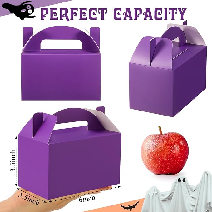 Skyygemm 24 Pcs Graduation Party Favor Gable Boxes Colorful Paper Treat Goodie Candy Cake Gift Box for Summer Birthday Wedding Party Decorations, 6 x 3.5 x 3.5 Inch(Halloween Color)