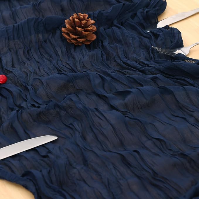 3 Pack Navy Blue Cheesecloth Table Runner 120 Inch 10FT Cheese Cloth Runners for Independence Day, Coastal Style, Retro Decoration, Graduation Decorations