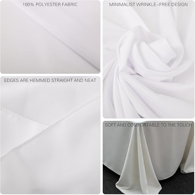 WIGENIUS 2 Pack White Table Cloth Rectangle Tablecloths 60X126 Inch,Polyester Table Cloth for 8 Foot Rectangle Tables,Wrinkle Resistant Washable Fabric Table Covers for Party,Wedding Banquet