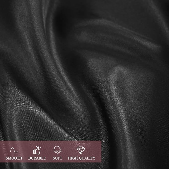12 Pack Satin Tablecloth, 57 x 108 Inch Black Rectangle Satin Table Cloth, Bright Smooth Fabric Table Cloth Soft Silky Table Covers Bright Silk Table Clothes for Wedding, Party, Banquet