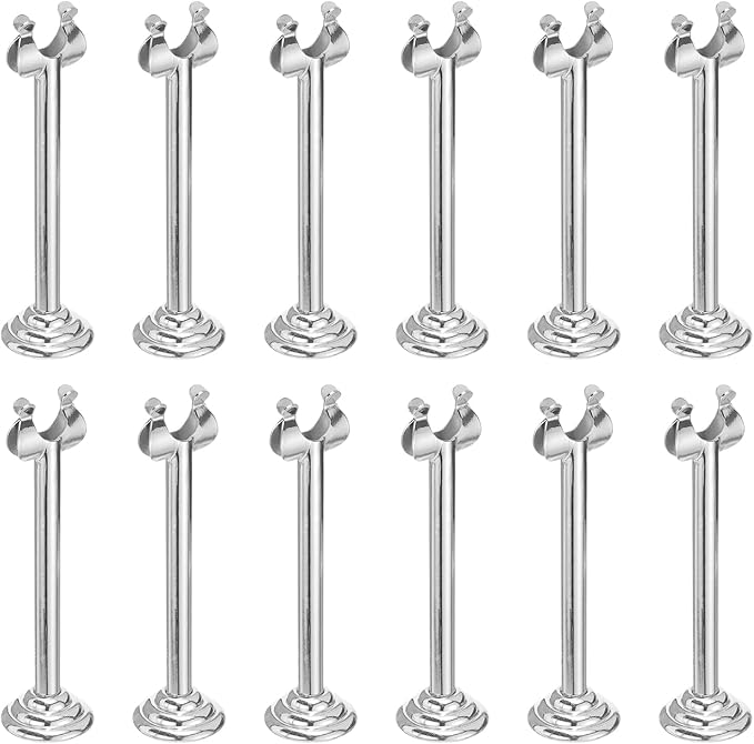 MECCANIXITY 12Pcs Table Number Holder 3.9 Inch Place Card Holder Picture Holders Silver Table Sign Holders for Wedding Anniversary Birthday Party