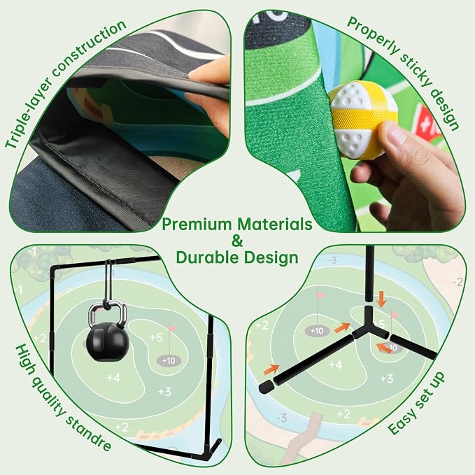 2 Pack Golf Chipping Game - Portable Golf Practice Set for Indoor & Outdoor Lawn Play! Enjoy Backyard, Beach & Office Parties - Fantastic Golf Gifts for Men+ 2Golf Clubs
