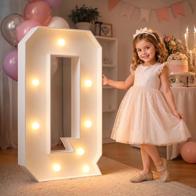imprsv Marquee Light Up Letters, 3FT Marquee Letters for Birthday Baby Shower Wedding Decorations Light Up Letters for Engagement Party Decor, Large Marquee Letters for Party Decorations, Letter Q