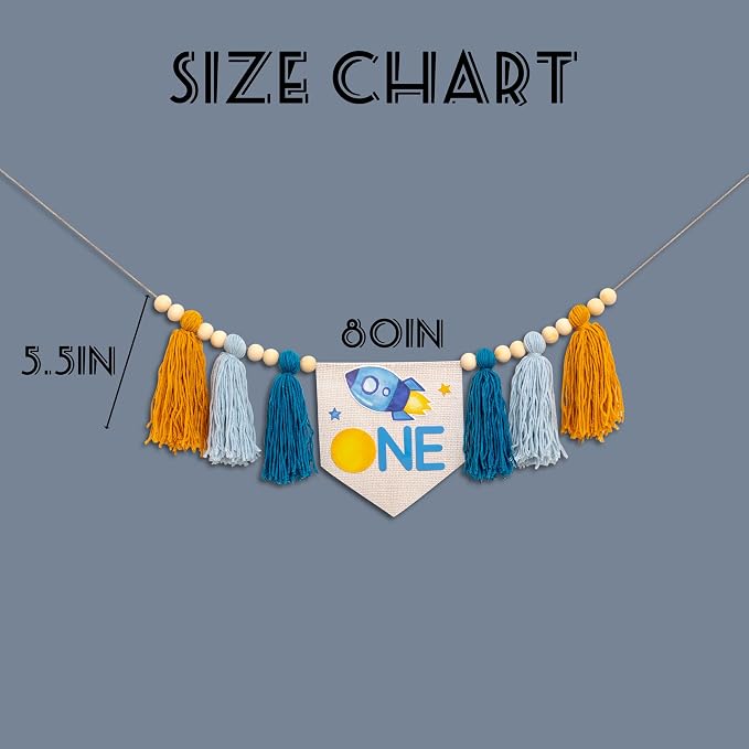 Gostman Outer Space ONE High Chair Banner | First Trip Around The Sun Birthday Party Decorations,Space Themed First Birthday Highchair Banner