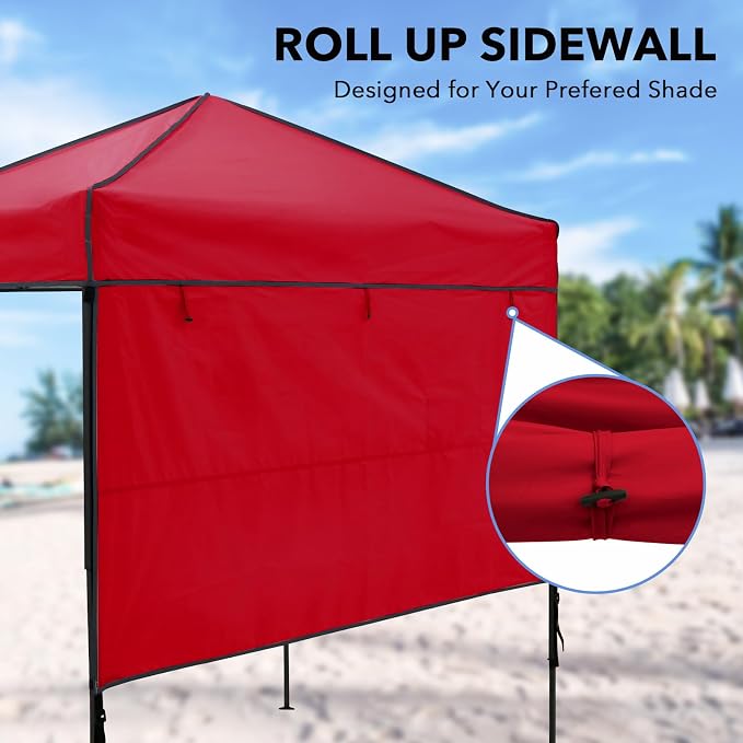 6x4 Pop Up Canopy Tent with Half Wall Panel, Instant Portable Beach Canopy, Outdoor Tent with Carry Bag for Camping, Sports, Tailgating, Events, Red
