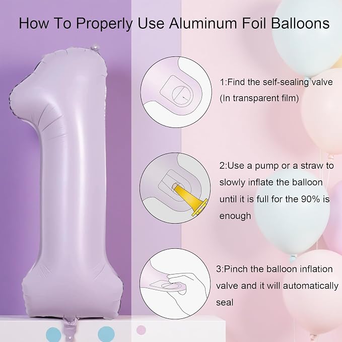 First Birthday Decorations for Girl - Complete Party Set with High Chair Banner, Party Hat, Number 1 Balloon, One Cake Topper, Latex Balloons & Birthday Banner(Pastel)