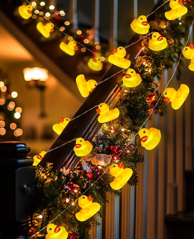 AceList 60 LED Rubber Ducks String Lights with USB & Waterproof Battery Box, Christmas Ducks, Unique Gifts for Jeep Ducks Lovers, Yellow Rubber Ducks for Party, Birthday, Christmas Decor