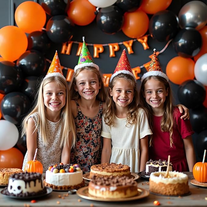 412Pcs Orange and Black Balloon Arch Kit, 18 12 10 5 Inch Different Size Orange Black White Metallic Silver Balloon for Birthday Graduation Halloween Celebration Trick or Treat Party Party Decoration