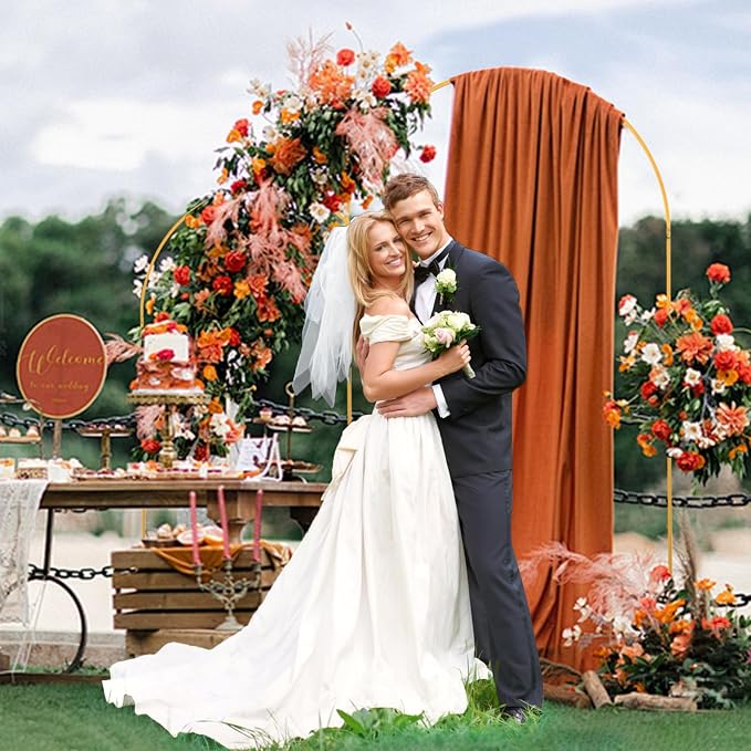 SuuWoee Metal Arch Backdrop Stand Set of 2 Gold (7.2FT+6FT) Wedding Arch Stand Balloon Arched Frame for Birthday Party Baby Shower Graduation Ceremony Decoration