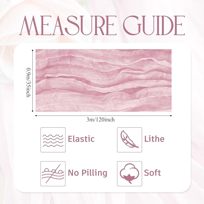 Wokceer Pink Cheesecloth Table Runner Spring 2Pack 10FT Blushing Pink Boho Gauze Easter Table Runner for Party Rustic Sheer Runners for Baby Bridal Shower Wedding