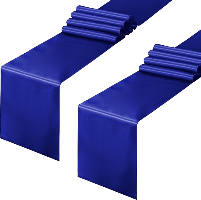 Horbaunal 2 Pack Royal Blue Satin Table Runner 12 x 108 Inch, Smooth Table Runners for Wedding Banquets Birthday Party