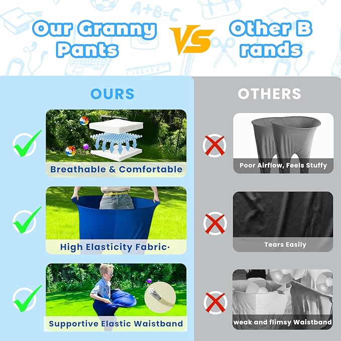 Granny Pants Yard Game Set for Kids & Adults, Funny Giant Outdoor Party Game with Oversized Pants & Balls, Backyard Lawn Family Game for Birthdays, Reunions & Team Activities ﻿