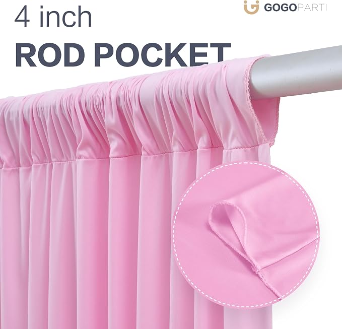 10x16ft Baby Pink Backdrop Curtain for Party, 2 Panels Wrinkle Free 16 Foot Long Polyester Photo Backdrop Drapes Photography Background for Wedding Birthday Gathing
