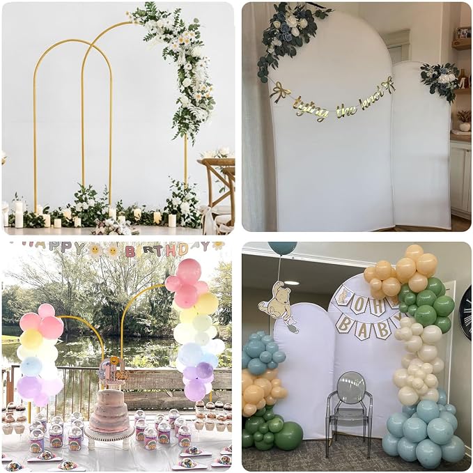 Vincidern 2pcs Metal Wedding Arch Backdrop Stand 6.6FT, 5.9FT, Party Arch Stand, Balloon Arch Backdrop for Wedding Ceremony, Baby Shower, Birthday Party, Bridal Shower, Graduation Evrnts Decor, Gold