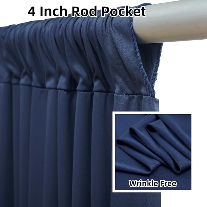 10ftx12ft Navy Blue Backdrop Curtains for Wedding-Wrinkle Free Backdrops Curtain Drapes Fabric Decorations Photo Back Drop Cloth for Baby Shower Photography 2Panels 12ft(H) x 5ft(W)