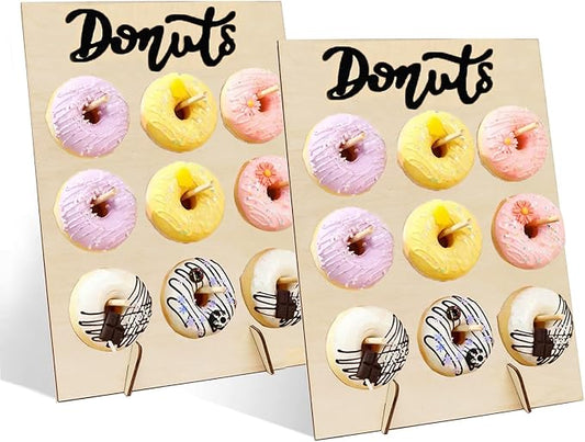 Donut Stand for Party 2PCS Donut Board Donut Wall Display Stand for Dessert Table Wood Doughnut Board Baby Shower Wedding Birthday