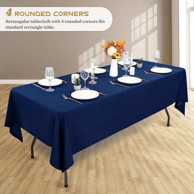 4 Pack Navy Blue Tablecloths for 6 Foot Rectangle Tables 60 x 102 Inch Table Cloth Rectangle Table Clothes Wrinkle Resistant Washable Polyester Table Cover for Wedding Reception Banquet Party Buffet