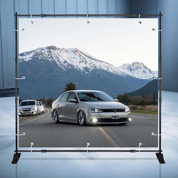 QKA 8x8 FT(WxH) Heavy Duty Backdrop Banner Stand with Adjustable Telescopic Tube,Step and Repeat Stand for Parties, Photo Booths, Exhibit Events and More Easy to Install(Carrying Bag Included)
