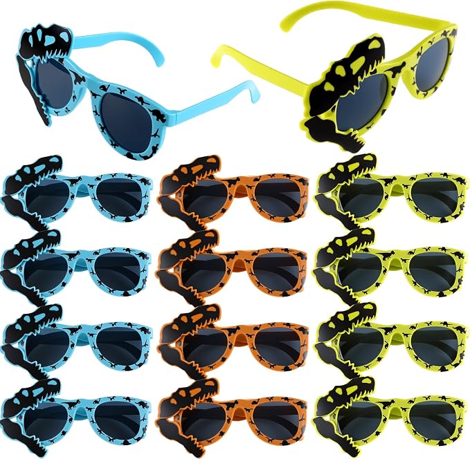 12 Pcs Dinosaur Glasses for Kids Dinosaur Birthday Party Dino Theme Glasses Photo Prop Jungle Classroom Vbs Supplies