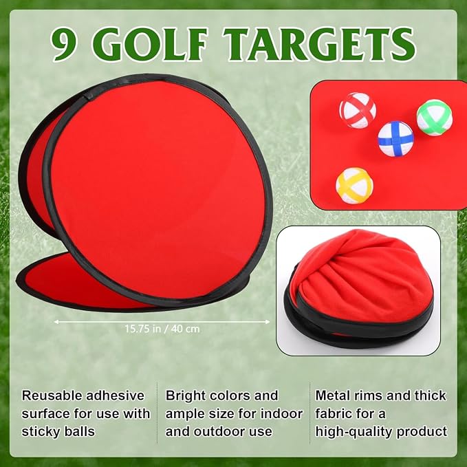 Soulchen 4 Pack Backyard Golf Cornhole Game, with 9 Target, Indoor Outdoor Chipping Golf Set Gift for Men, Women & Family