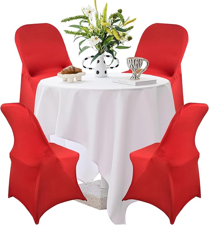 40PCS Stretch Spandex Folding Waterproof Chair Covers,Universal Fitted Chair Cover Protector for Wedding Party Banquet Holidays Celebration Decoration(Red)