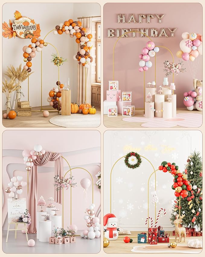 Wedding Arch, Metal Arch Backdrop Stand, Balloon Arch Stand Wedding Frame for Ceremony Decoration (Gold, 7.2FT, 6FT Arch Backdrop)