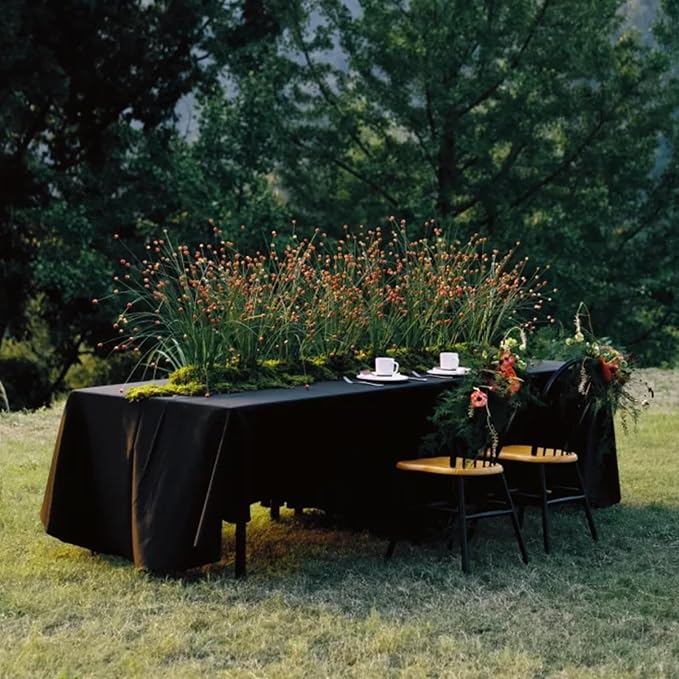 70x120 Table Cloth - 4 Pack Rectangular Black Washable Stain and Wrinkle Resistant Polyester Table Cover for Dining Tables, Various Parties and Camping (Black)