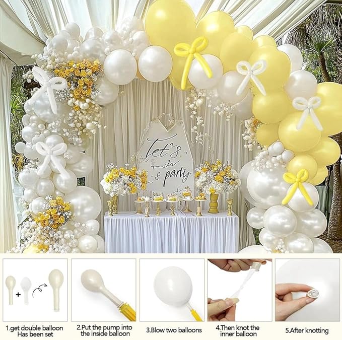 Pearl White Balloon Double Stuffed White Balloons Garland Pearl Cream Beige Arch Kit Ivory Long Balloons Different Size for Birthday Wedding Baby Shower Anniversary Decoration