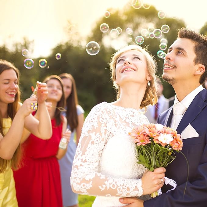 Shappy 100 Pcs Wedding Bubble Bulk Wedding Party Favors Bubble Wand for Guests Send Off for Bridal Shower Anniversaries Celebration Goody Bag Stuffers Filler(72 Pcs,Champagne)