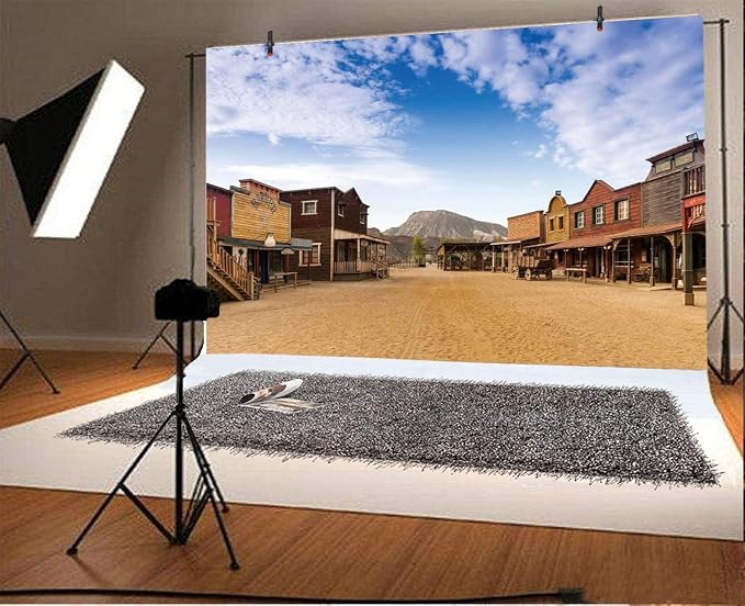 Yeele 15x10ft Old Western Cowboy Town Photography Backdrop Wild West Style Bar Wagon Carriage Background for Picture Kids Man Adult Photo Booth Shoot Vinyl Studio Props