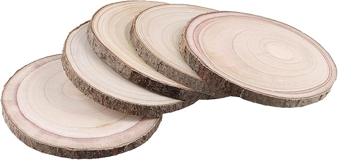 PINGEUI 12 Pack Wood Slices, 7-8 Inch Natural Wood Slices Circle Crafts, Round Rustic DIY Wooden Circle Crafts for Wedding Table Décor