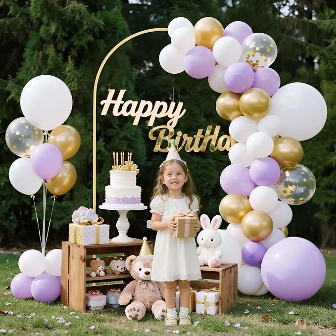VEVOR Arch Backdrop Stand, 6.6 x 3.3 ft, Stable Structure, Easy Assembly, 1 Set Gold Metal Arch Backdrop Stand for Wedding, Birthday Party, Graduation, Holiday Celebration, and Ceremony Decoration