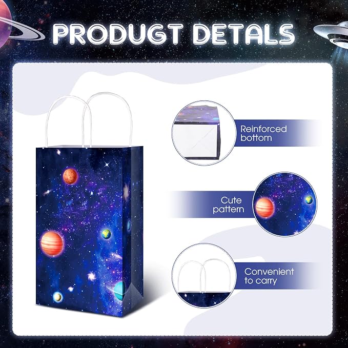 Nezyo 24 Pack Space Party Favor Gift Bags Galaxy Gift Bags for Space Astronaut Star Theme Party Supplies(Galaxy Style)