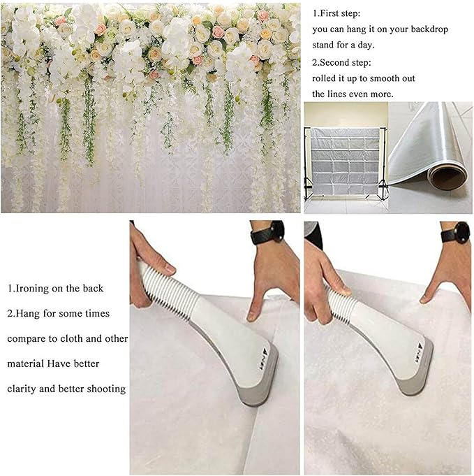 White Rose Floral Theme Photography Background 9x6ft Wedding Bridal Shower Wedding Flowers Photo Backdrops Baby Girl Birthday Party Portrait Dessert Cake Table Decor Photo Booth Studio Props Vinyl