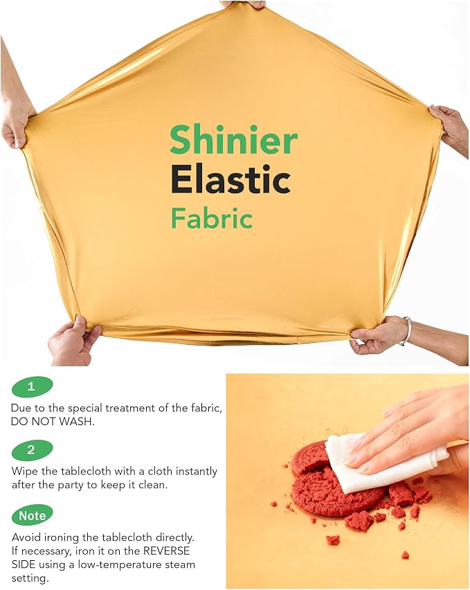 Cocktail High Top Table Covers - 32x43 Inch Fitted Spandex Round Cocktail Tablecloth for Bar Height Standing Table Cloths Reusable, for Party Wedding Banquet Event Decorations, Shiny Gold, 8 Pack