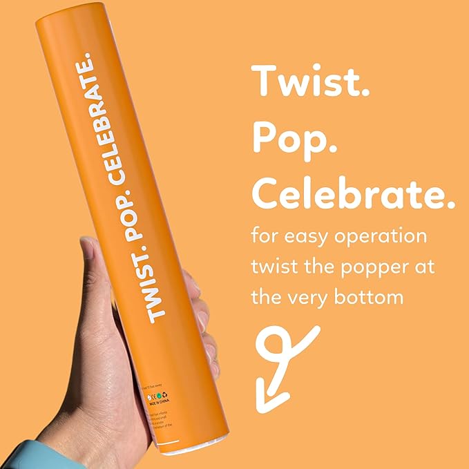 Orange Powder Cannons Smoke Bombs Biodegradable Poppers | 2 Pack | Launch 25 ft Far | 12 inch | Decorations For Photoshoots, Gender Reveal, Celebrations, Festivals, and Parties | TUR Party Supplies