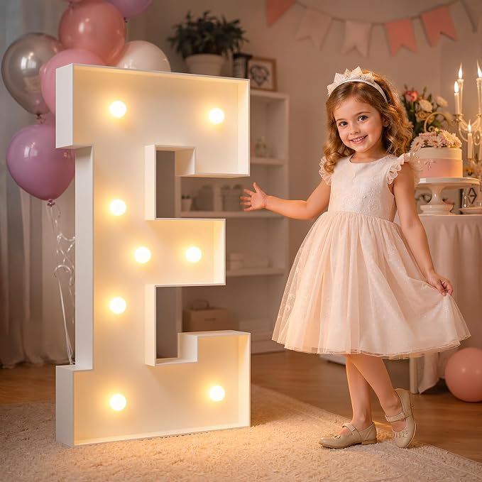 imprsv Marquee Light Up Letters, 3FT Marquee Letters for Birthday Baby Shower Wedding Decorations Light Up Letters for Engagement Party Decor, Large Marquee Letters for Party Decorations, Letter E