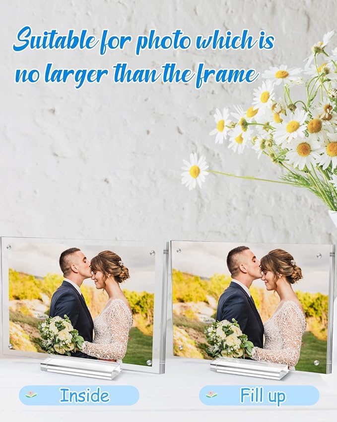 1 Pack Acrylic Picture Frame 11×14 Clear Double Sided Magnetic Photo Frame - Frameless Baby Friend Family Picture Desktop Display with Support Stand and Gift Boxes