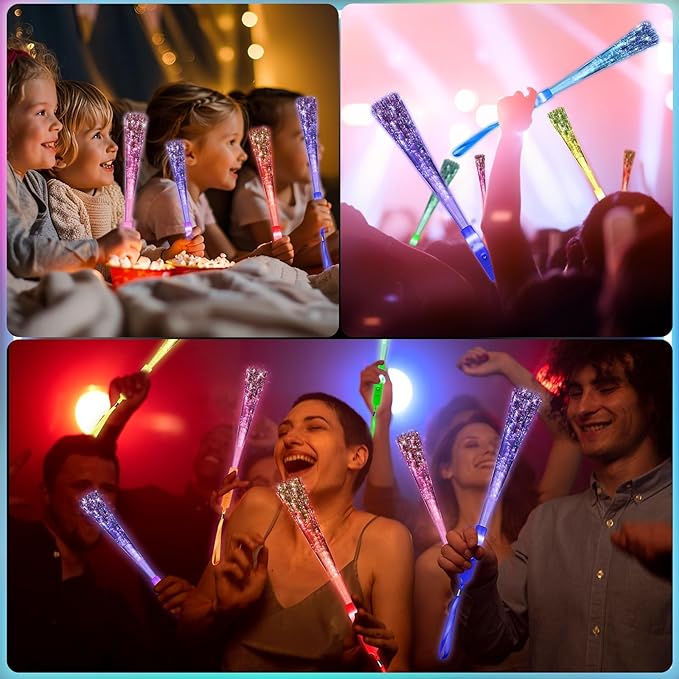 Oleitodh 96 Pack Multicolor Fiber Optic Wand Glow Wand LED Light Up Wand Bulk with 3 Flashing Models Flashing Sticks for Glow in The Dark Birthday Party Favor Wedding Halloween Christmas, 8 Colors