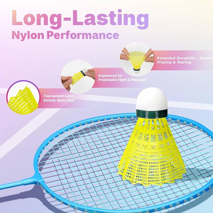 AboveGenius Badminton Rackets Set, Lightweight Badminton Set Includ 4/6 PCS Rackets, 6 Birdies, Outdoor Backyard Games, Racquets for Adults, Teens, Family Beginner