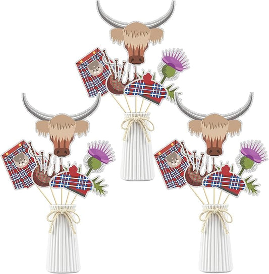 Scotland Theme Party Centerpiece Sticks,Birthday Table Toppers, Decor For Weekend/BBQ/Baby Shower/Cookout Party Supplies,British UK Centerpiece Sticks - Table Toppers.Set of 15