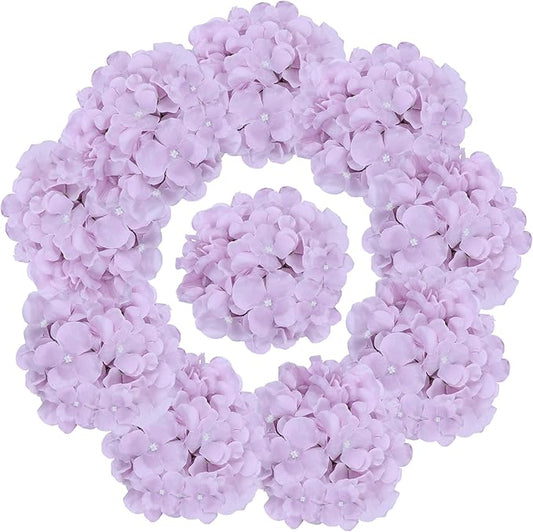 AVIVIHO 10pcs Fake Flowers Lavender Hydrangea Artificial Flowers Bulk (Not Squished, No Steaming Need) Silk Flowers with Stems for Wedding Decor,Home,Baby Shower,Table Centerpieces Decoration