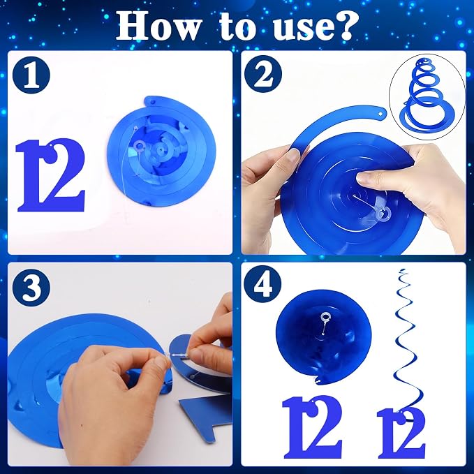 12th Birthday Decorations for Boys & Girls, 54 PCS Blue Black Party Decorations, 12 Year Old Boy Birthday Party Supplie with Banner Backdrop, Hanging Swirls, Tablecloth, Bruh I'm 12 Party Supplies