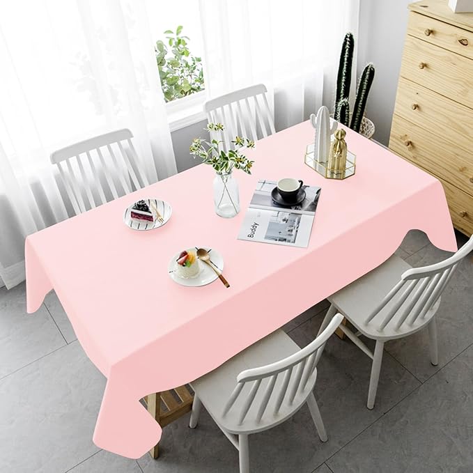 6 Pack Tablecloth 60 x 126 inch Polyester Table Cloth for 6 Foot Rectangle Tables,Stain and Wrinkle Resistant Washable Fabric Table Covers Polyester Pink Table Clothes for Wedding,Party,Banquet