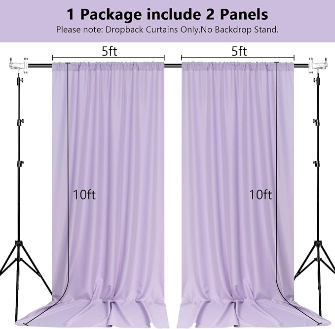 MEETSKY Purple Backdrop for Parties Wedding Lavender Backdrop Curtains Rod Pocket Drapes Fabric Decoration for Grils Birthday Backdrops Party Baby Shower Photoshoot,5ft x 10ft,2 Panels