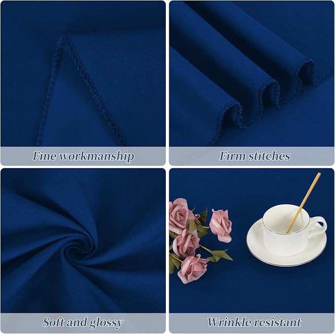 12 Pack Round Tablecloths - 90 Inch, Navy Blue Polyester Table Cover for Round Table, Stain and Wrinkle Resistant Washable Fabric Table Cloth, Polyester Tablecloth for Wedding Banquet Parties